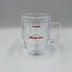 Snap On Clear Barrel Mug Plastic Cup 5.25" Tall‎